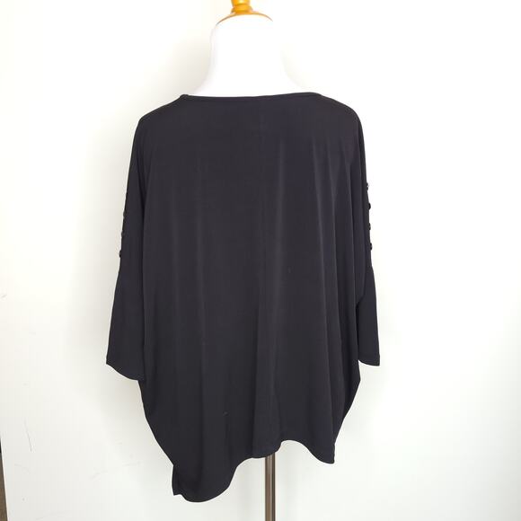 Clara Sun Woo Black Blouse Dolman Sleeve Asymmetrical Hem Pullover XS - Picture 3 of 10